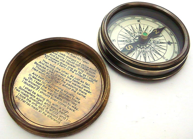 THOR INSTRUMENTS Robert Frost Poem Compass-Pocket Compass w Leather Case Rustic Vintage Home Decor Gifts - Image 4